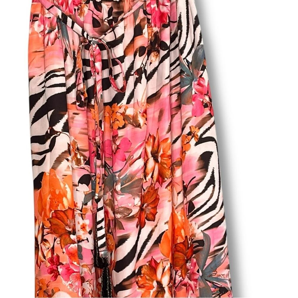Jennifer Lopez Summer Oasis floral zebra print strapless maxi dress NWT size PL - Picture 3 of 12